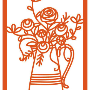 Intra απο ξύλο plywood  Χρώμα wenge 3mm-4mm πάχος - Λουλούδια σε μια κανάτα ευχετήρια κάρτα Cut Δίασταση 7x5 cm INTRAFABR-112447828