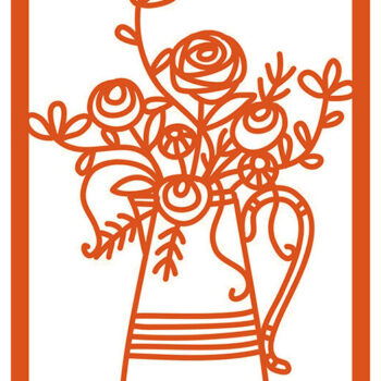 Intra απο ξύλο plywood  Χρώμα wenge 3mm-4mm πάχος - Λουλούδια σε μια κανάτα ευχετήρια κάρτα Cut Δίασταση 7x5 cm INTRAFABR-112447828 - Image 1