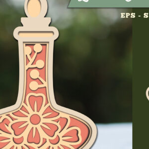 Intra απο ξύλο plywood  Χρώμα wenge 3mm-4mm πάχος - Λουλούδια σε μπουκάλι 3D Lasercut 1 Δίασταση 20x20 cm INTRAFABR-112447832