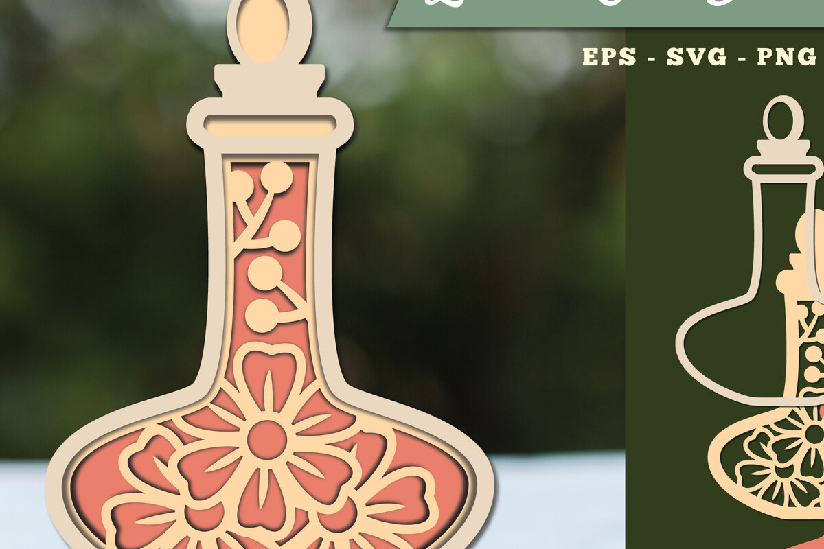 Intra απο ξύλο plywood  Χρώμα wenge 3mm-4mm πάχος - Λουλούδια σε μπουκάλι 3D Lasercut 1 Δίασταση 20x20 cm INTRAFABR-112447832