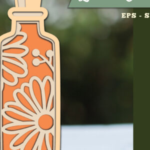 Intra απο ξύλο plywood  Χρώμα wenge 3mm-4mm πάχος - Λουλούδια σε μπουκάλι 3D Lasercut 2 Δίασταση 20x20 cm INTRAFABR-112447849