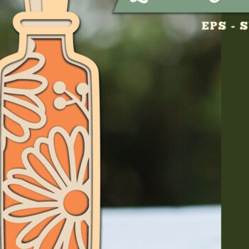 Intra απο ξύλο plywood  Χρώμα wenge 3mm-4mm πάχος - Λουλούδια σε μπουκάλι 3D Lasercut 2 Δίασταση 20x20 cm INTRAFABR-112447849 - Image 1