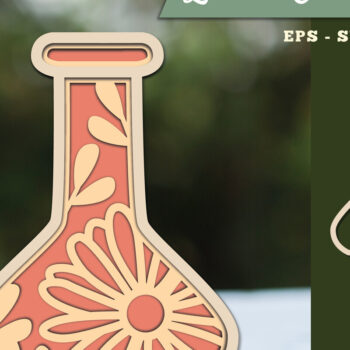 Intra απο ξύλο plywood  Χρώμα wenge 3mm-4mm πάχος - Λουλούδια σε μπουκάλι 3D Lasercut 5 Δίασταση 20x20 cm INTRAFABR-112447872 - Image 1