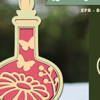 Intra απο ξύλο plywood  Χρώμα wenge 3mm-4mm πάχος - Λουλούδια σε μπουκάλι 3D Lasercut 7 Δίασταση 20x20 cm INTRAFABR-112447906 - Image 1