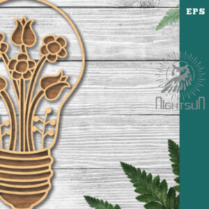 Intra απο ξύλο plywood  Χρώμα wenge 3mm-4mm πάχος - Λουλούδια σε λάμπα κομμένη διακόσμηση λέιζερ 2 Δίασταση 20x20 cm INTRAFABR-112448118