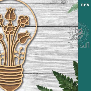 Intra απο ξύλο plywood  Χρώμα wenge 3mm-4mm πάχος - Λουλούδια σε λάμπα κομμένη διακόσμηση λέιζερ 2 Δίασταση 20x20 cm INTRAFABR-112448118 - Image 1