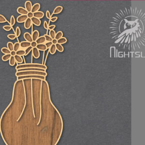 Intra απο ξύλο plywood  Χρώμα wenge 3mm-4mm πάχος - Λουλούδια σε λάμπα κομμένη διακόσμηση λέιζερ 3 Δίασταση 20x20 cm INTRAFABR-112448127