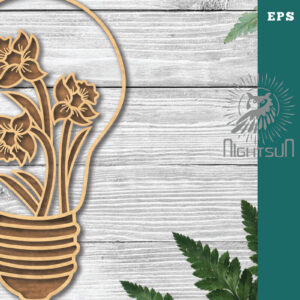 Intra απο ξύλο plywood  Χρώμα wenge 3mm-4mm πάχος - Λουλούδια σε λάμπα κομμένη διακόσμηση λέιζερ 3 Δίασταση 20x20 cm INTRAFABR-112448135