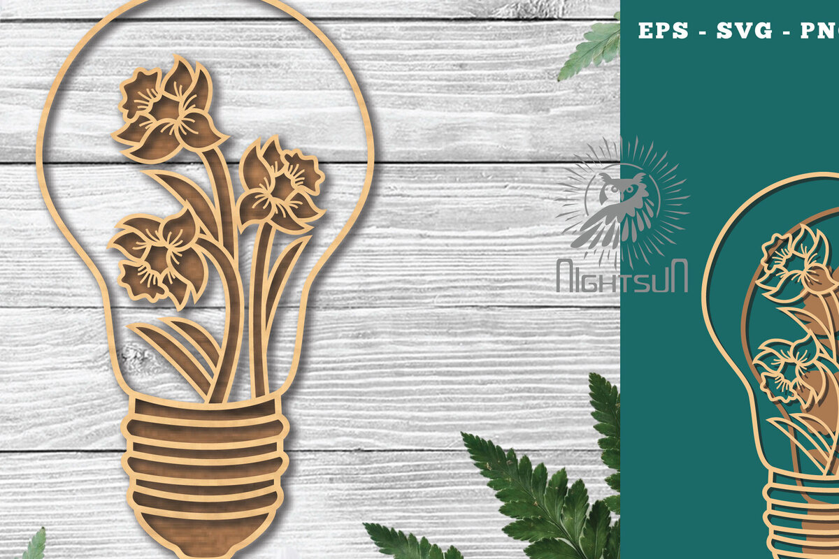 Intra απο ξύλο plywood  Χρώμα wenge 3mm-4mm πάχος - Λουλούδια σε λάμπα κομμένη διακόσμηση λέιζερ 3 Δίασταση 20x20 cm INTRAFABR-112448135