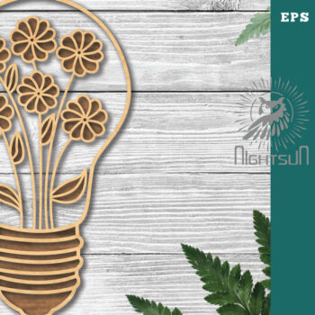 Intra απο ξύλο plywood  Χρώμα wenge 3mm-4mm πάχος - Λουλούδια σε λάμπα κομμένη διακόσμηση λέιζερ 4 Δίασταση 20x20 cm INTRAFABR-112448149 - Image 1