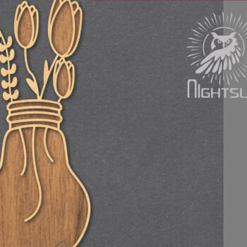 Intra απο ξύλο plywood  Χρώμα wenge 3mm-4mm πάχος - Λουλούδια σε λάμπα κομμένη διακόσμηση λέιζερ 5 Δίασταση 20x20 cm INTRAFABR-112448158 - Image 1