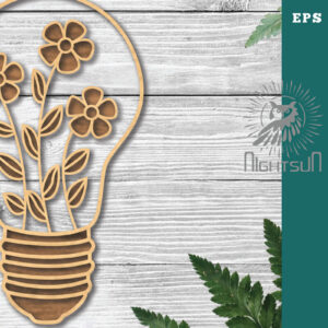 Intra απο ξύλο plywood  Χρώμα wenge 3mm-4mm πάχος - Λουλούδια σε λάμπα κομμένη διακόσμηση λέιζερ 5 Δίασταση 20x20 cm INTRAFABR-109933596