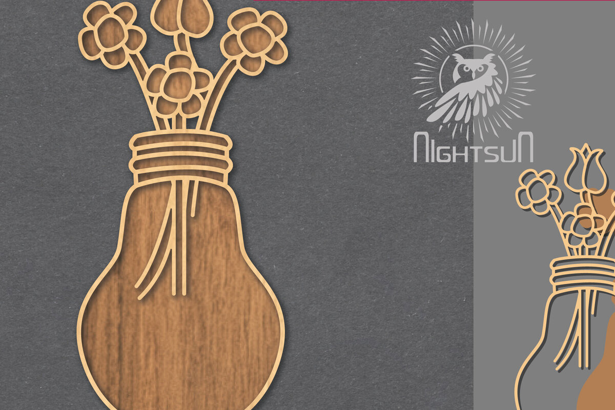 Intra απο ξύλο plywood  Χρώμα wenge 3mm-4mm πάχος - Λουλούδια σε λάμπα κομμένη διακόσμηση λέιζερ 6 Δίασταση 20x20 cm INTRAFABR-112448165