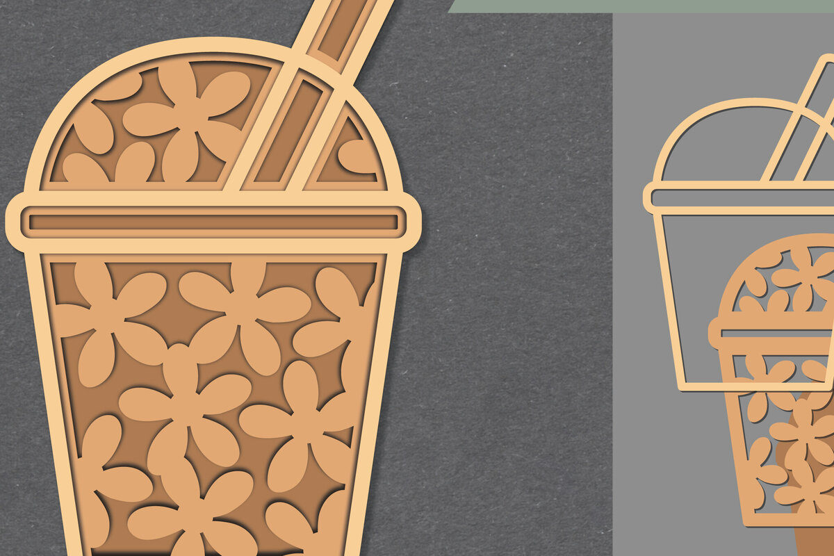 Intra απο ξύλο plywood  Χρώμα wenge 3mm-4mm πάχος - Διακόσμηση με λέιζερ ρόφημα χυμού λουλουδιών Δίασταση 20x20 cm INTRAFABR-94846856