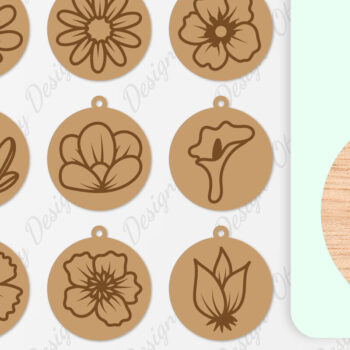 Intra απο ξύλο plywood  Χρώμα wenge 3mm-4mm πάχος - Μπρελόκ Λουλούδια Κόψιμο με Λέιζερ Δίασταση 4x4 cm INTRAFABR-94846906 - Image 1