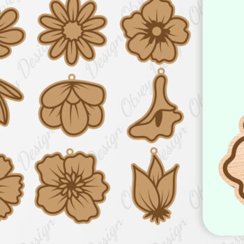 Intra απο ξύλο plywood  Χρώμα wenge 3mm-4mm πάχος - Μπρελόκ Λουλούδια Κόψιμο με Λέιζερ Δίασταση 4x4 cm INTRAFABR-94903234 - Image 1