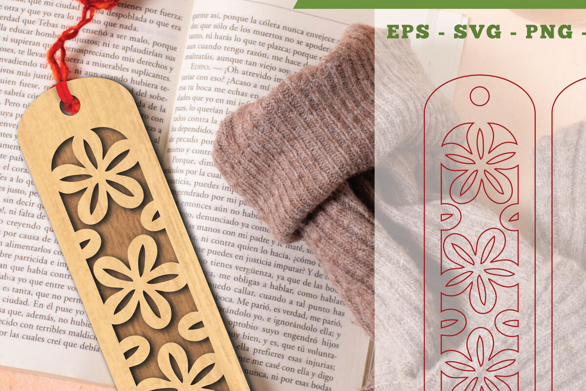 Intra απο ξύλο plywood  Χρώμα wenge 3mm-4mm πάχος - Λουλούδια σελιδοδείκτης κοπής λέιζερ 8 Δίασταση 5x20 cm INTRAFABR-95103434