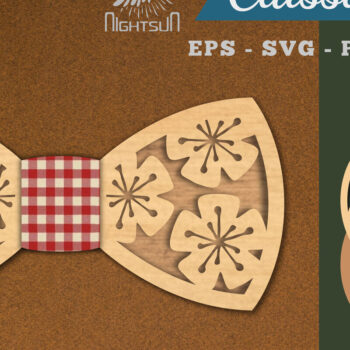 Intra απο ξύλο plywood Χρώμα wenge 3mm-4mm πάχος - Λουλούδια παπιγιόν κομμένα με λέιζερ 1 Δίασταση 20x20 cm INTRAFABR-95103460 - Image 1