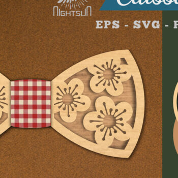 Intra απο ξύλο plywood  Χρώμα wenge 3mm-4mm πάχος - Λουλούδια παπιγιόν κομμένα με λέιζερ 4 Δίασταση 20x20 cm INTRAFABR-85839142 - Image 1