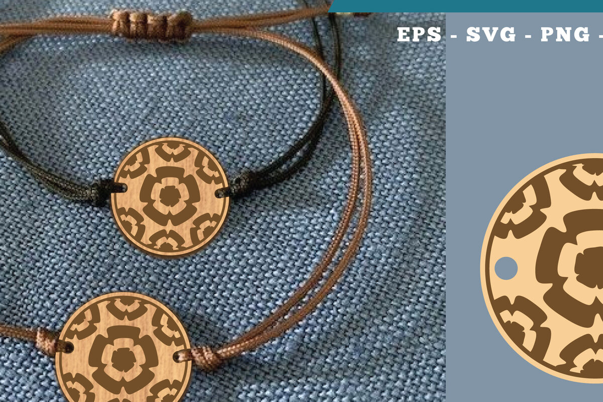 Intra απο ξύλο plywood  Χρώμα wenge 3mm-4mm πάχος - Βραχιόλι Flowers 1 Δίασταση 4x4 cm INTRAFABR-121991854