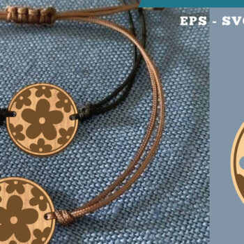 Intra απο ξύλο plywood Χρώμα wenge 3mm-4mm πάχος - Βραχιόλι Flowers 12 Δίασταση 4x4 cm INTRAFABR-121986783 - Image 1