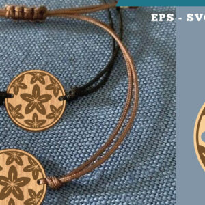 Intra απο ξύλο plywood  Χρώμα wenge 3mm-4mm πάχος - Βραχιόλι Flowers 17 Δίασταση 4x4 cm INTRAFABR-122376023