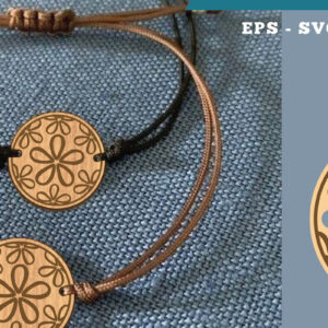 Intra απο ξύλο plywood  Χρώμα wenge 3mm-4mm πάχος - Βραχιόλι Flowers 5 Δίασταση 4x4 cm INTRAFABR-99642211