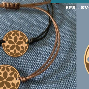 Intra απο ξύλο plywood  Χρώμα wenge 3mm-4mm πάχος - Βραχιόλι Flowers 8 Δίασταση 4x4 cm INTRAFABR-20447787 - Image 1