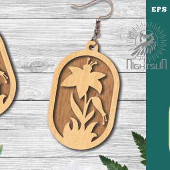Intra απο ξύλο plywood Χρώμα wenge 3mm-4mm πάχος - Σκουλαρίκια Flowers 11 Δίασταση 3x3 cm INTRAFABR-91876388 - Image 1