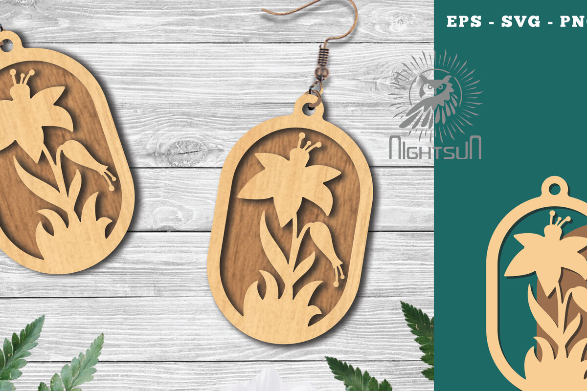 Intra απο ξύλο plywood  Χρώμα wenge 3mm-4mm πάχος - Σκουλαρίκια Flowers 11 Δίασταση 3x3 cm INTRAFABR-91876388