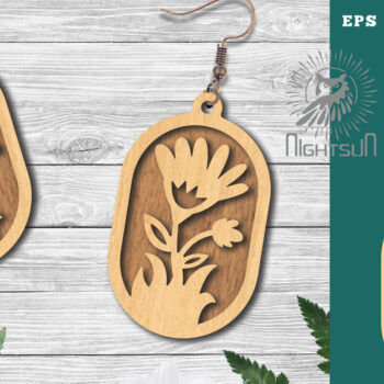 Intra απο ξύλο plywood Χρώμα wenge 3mm-4mm πάχος - Σκουλαρίκια κομμένα με λέιζερ Flowers 7 Δίασταση 3x3 cm INTRAFABR-91876318 - Image 1