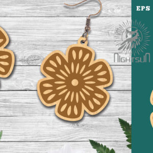 Intra απο ξύλο plywood  Χρώμα wenge 3mm-4mm πάχος - Σκουλαρίκια κομμένα με λέιζερ Flowers 1 Δίασταση 3x3 cm INTRAFABR-102894377