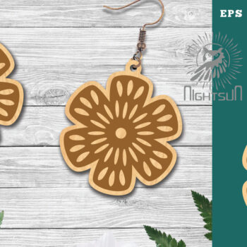 Intra απο ξύλο plywood Χρώμα wenge 3mm-4mm πάχος - Σκουλαρίκια κομμένα με λέιζερ Flowers 1 Δίασταση 3x3 cm INTRAFABR-102894377 - Image 1