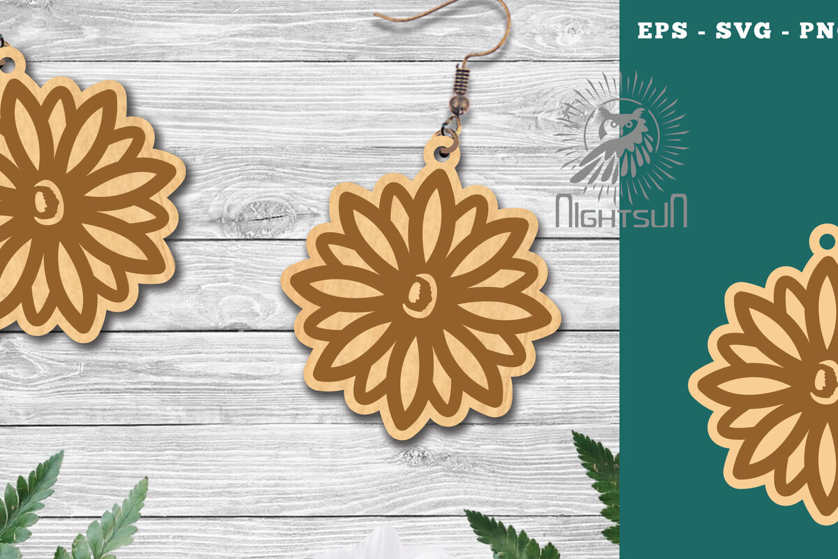 Intra απο ξύλο plywood  Χρώμα wenge 3mm-4mm πάχος - Λουλούδια Σκουλαρίκια κομμένα με λέιζερ 2 Δίασταση 3x3 cm INTRAFABR-102894720