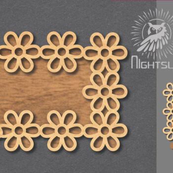 Intra απο ξύλο plywood  Χρώμα wenge 3mm-4mm πάχος - Σήμα κοπής λέιζερ λουλουδιών 1 Δίασταση 20x20 cm INTRAFABR-94750078 - Image 1