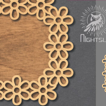 Intra απο ξύλο plywood Χρώμα wenge 3mm-4mm πάχος - Σήμα κοπής με λέιζερ λουλουδιών 2 Δίασταση 20x20 cm INTRAFABR-94750098 - Image 1