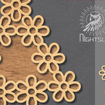 Intra απο ξύλο plywood  Χρώμα wenge 3mm-4mm πάχος - Σήμα κοπής λέιζερ λουλουδιών 3 Δίασταση 20x20 cm INTRAFABR-94750114 - Image 1