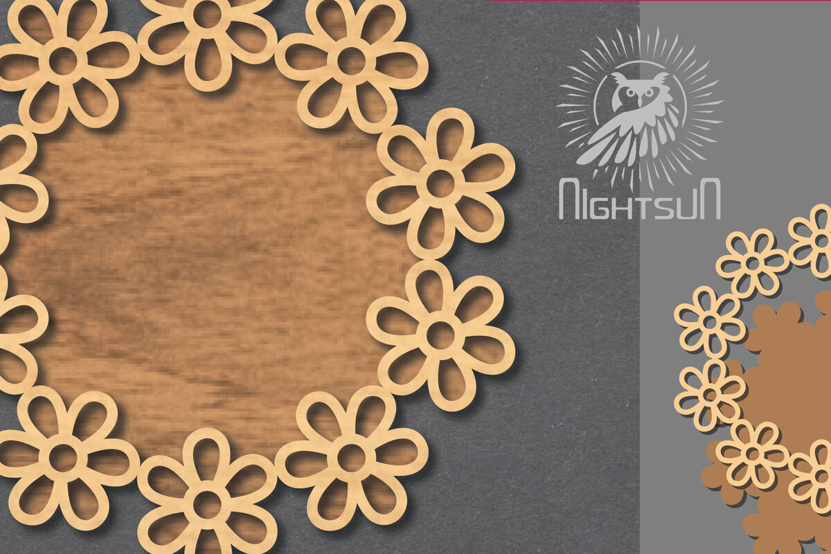 Intra απο ξύλο plywood  Χρώμα wenge 3mm-4mm πάχος - Σήμα κοπής με λέιζερ λουλουδιών 4 Δίασταση 20x20 cm INTRAFABR-94748924