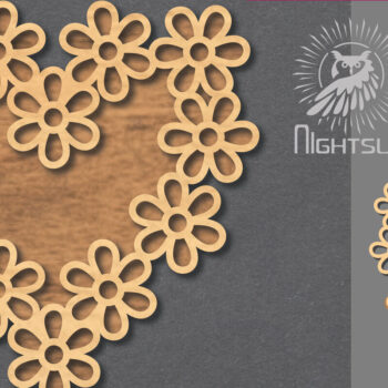 Intra απο ξύλο plywood  Χρώμα wenge 3mm-4mm πάχος - Σήμα κοπής με λέιζερ λουλουδιών 5 Δίασταση 20x20 cm INTRAFABR-94767796 - Image 1