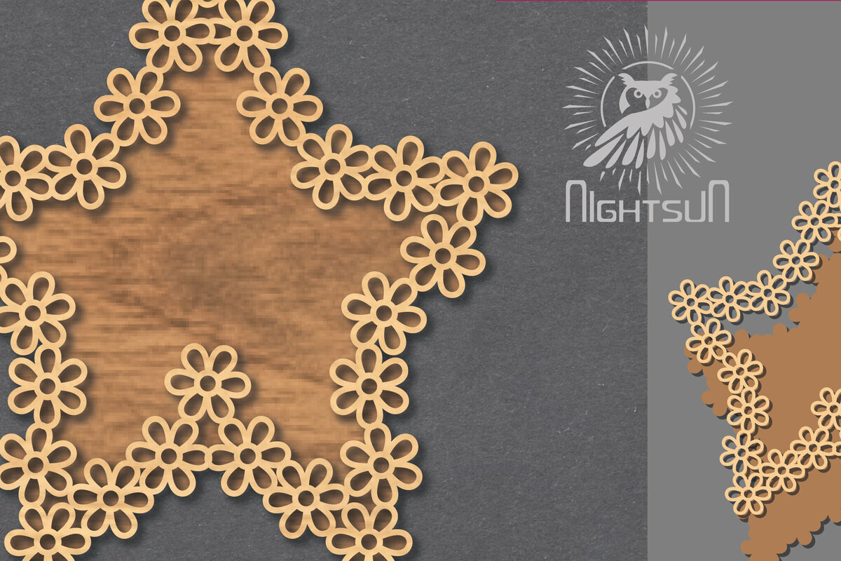 Intra απο ξύλο plywood  Χρώμα wenge 3mm-4mm πάχος - Σήμα κοπής με λέιζερ λουλουδιών 6 Δίασταση 20x20 cm INTRAFABR-120975642