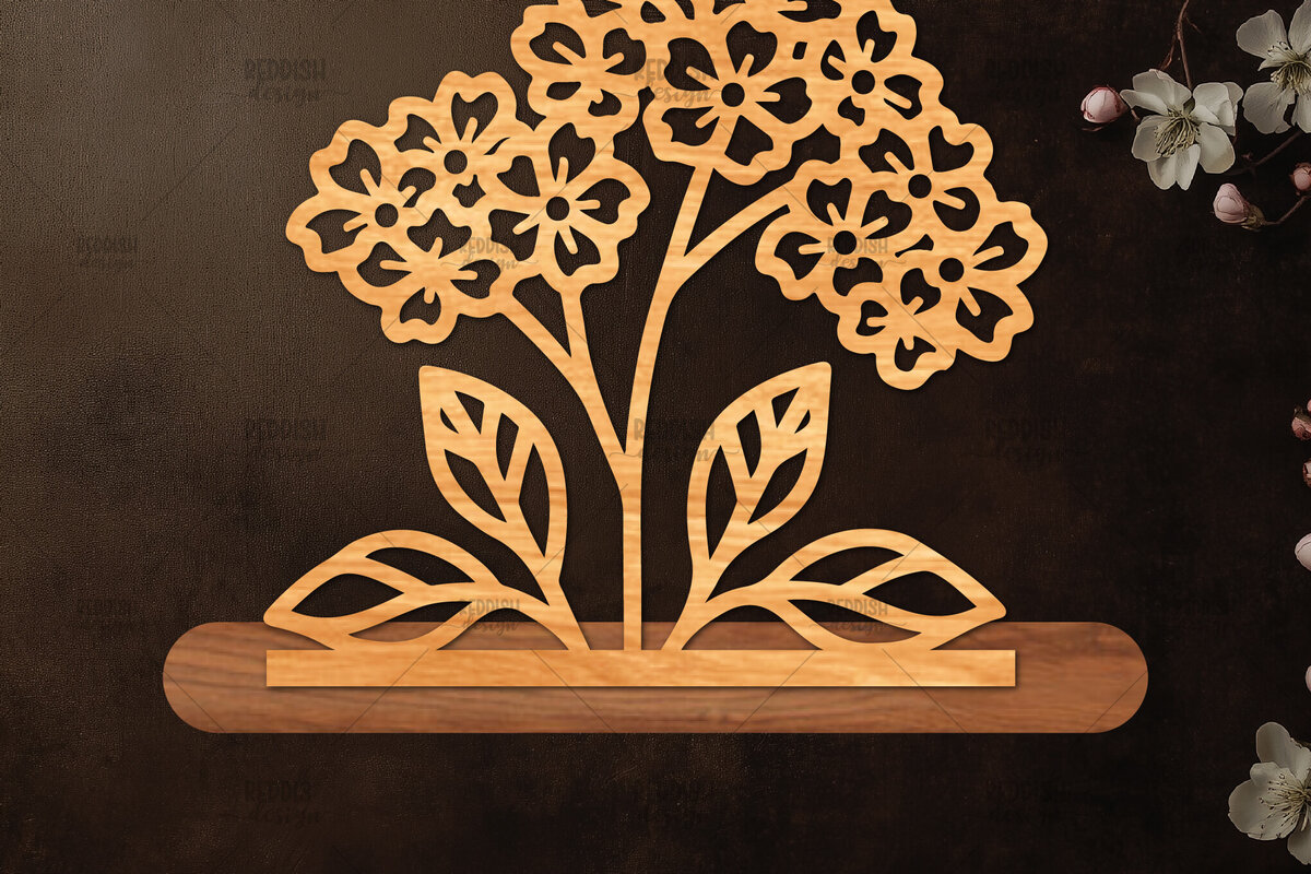 Intra απο ξύλο plywood  Χρώμα wenge 3mm-4mm πάχος - Βάση κοπής με λέιζερ λουλουδιών, δώρο για την ημέρα της μητέρας Δίασταση 20x20 cm INTRAFABR-120974496