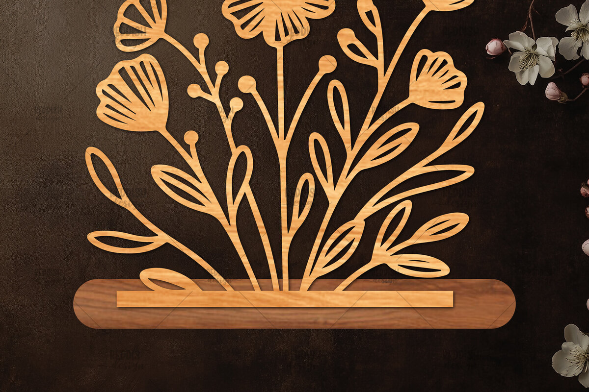 Intra απο ξύλο plywood  Χρώμα wenge 3mm-4mm πάχος - Βάση κοπής με λέιζερ λουλουδιών, δώρο για την ημέρα της μητέρας Δίασταση 20x20 cm INTRAFABR-120975500