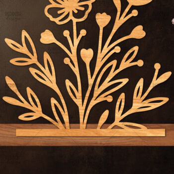 Intra απο ξύλο plywood  Χρώμα wenge 3mm-4mm πάχος - Βάση κοπής με λέιζερ λουλουδιών, δώρο για την ημέρα της μητέρας Δίασταση 20x20 cm INTRAFABR-120975529 - Image 1