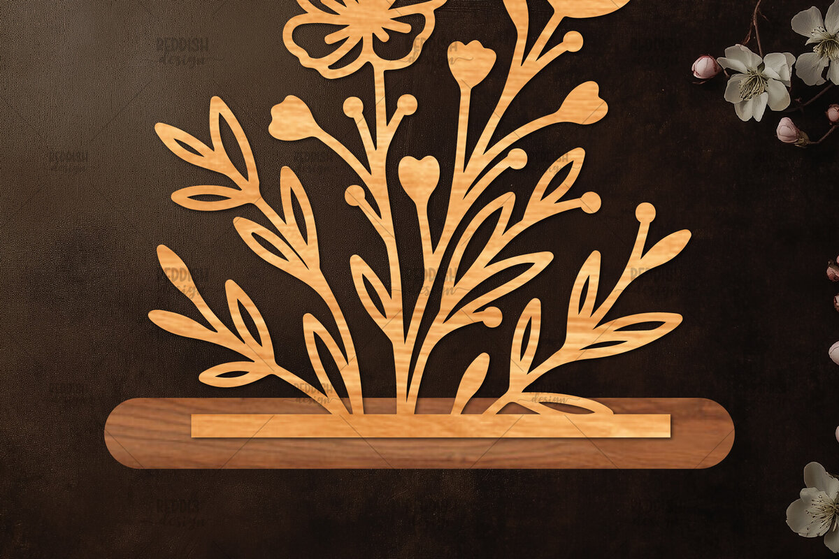 Intra απο ξύλο plywood  Χρώμα wenge 3mm-4mm πάχος - Βάση κοπής με λέιζερ λουλουδιών, δώρο για την ημέρα της μητέρας Δίασταση 20x20 cm INTRAFABR-120975529