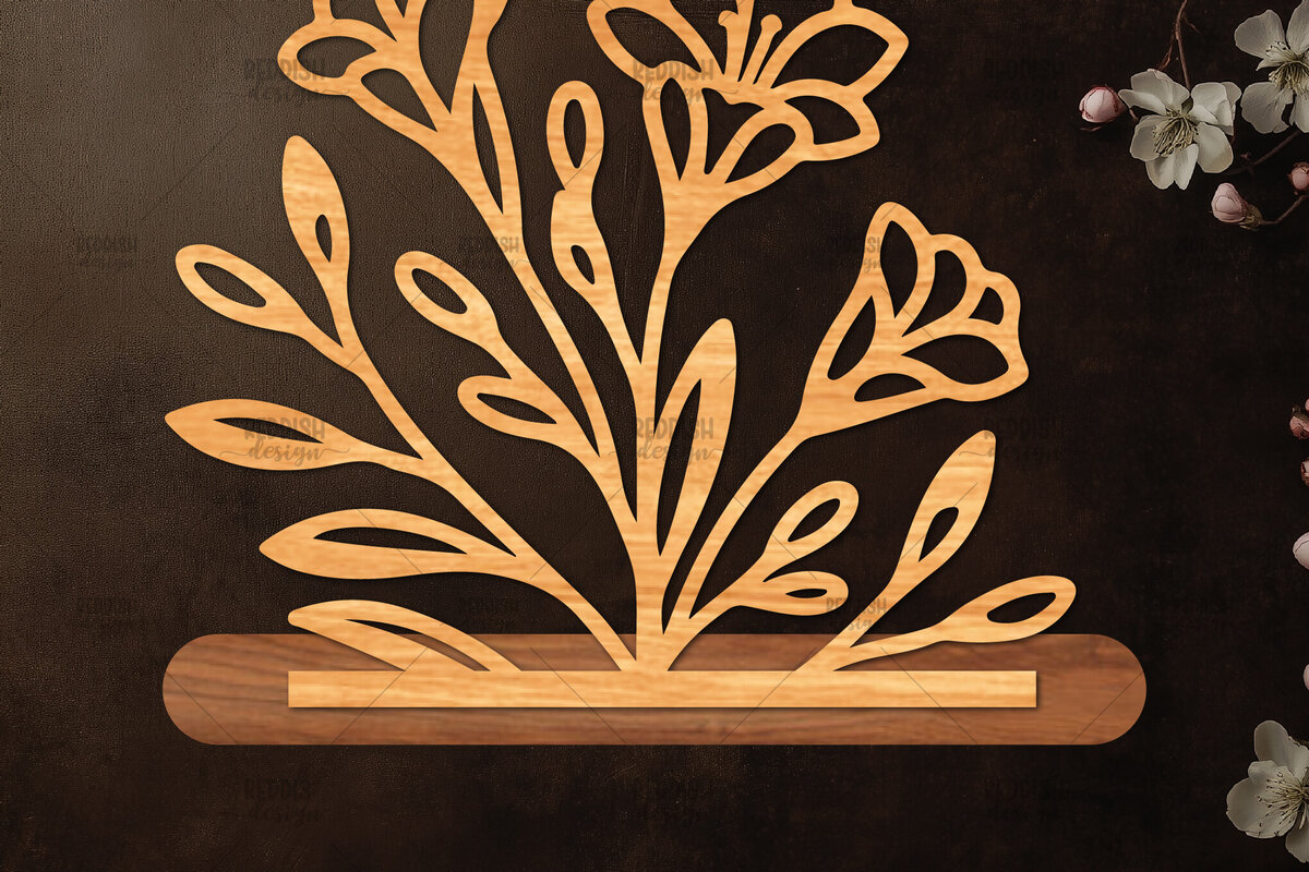 Intra απο ξύλο plywood  Χρώμα wenge 3mm-4mm πάχος - Βάση κοπής με λέιζερ λουλουδιών, δώρο για την ημέρα της μητέρας Δίασταση 20x20 cm INTRAFABR-120975591