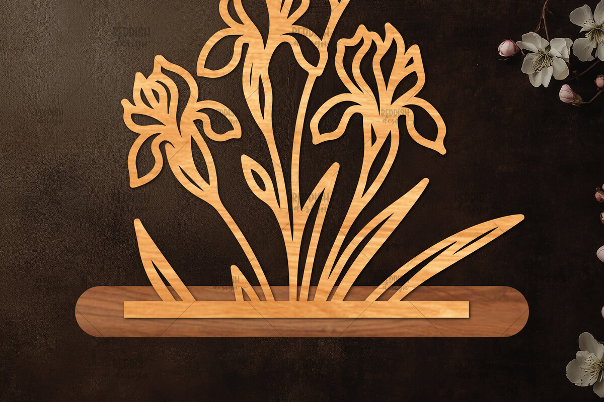 Intra απο ξύλο plywood  Χρώμα wenge 3mm-4mm πάχος - Βάση κοπής με λέιζερ λουλουδιών, δώρο για την ημέρα της μητέρας Δίασταση 20x20 cm INTRAFABR-113864392