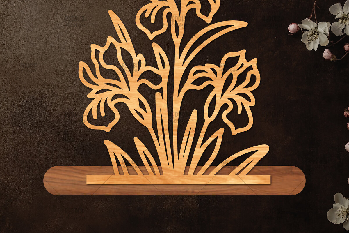 Intra απο ξύλο plywood  Χρώμα wenge 3mm-4mm πάχος - Βάση κοπής με λέιζερ λουλουδιών, δώρο για την ημέρα της μητέρας Δίασταση 20x20 cm INTRAFABR-113864397