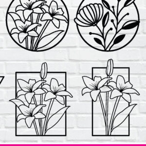 Intra απο ξύλο plywood  Χρώμα wenge 3mm-4mm πάχος - Λουλούδια Τέχνη Τοίχου με λέιζερ Δίασταση 40x50 cm INTRAFABR-113844874