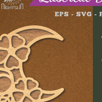 Intra απο ξύλο plywood  Χρώμα wenge 3mm-4mm πάχος - Flowers Moon Decoration 3 Δίασταση 20x20 cm INTRAFABR-113844886 - Image 1