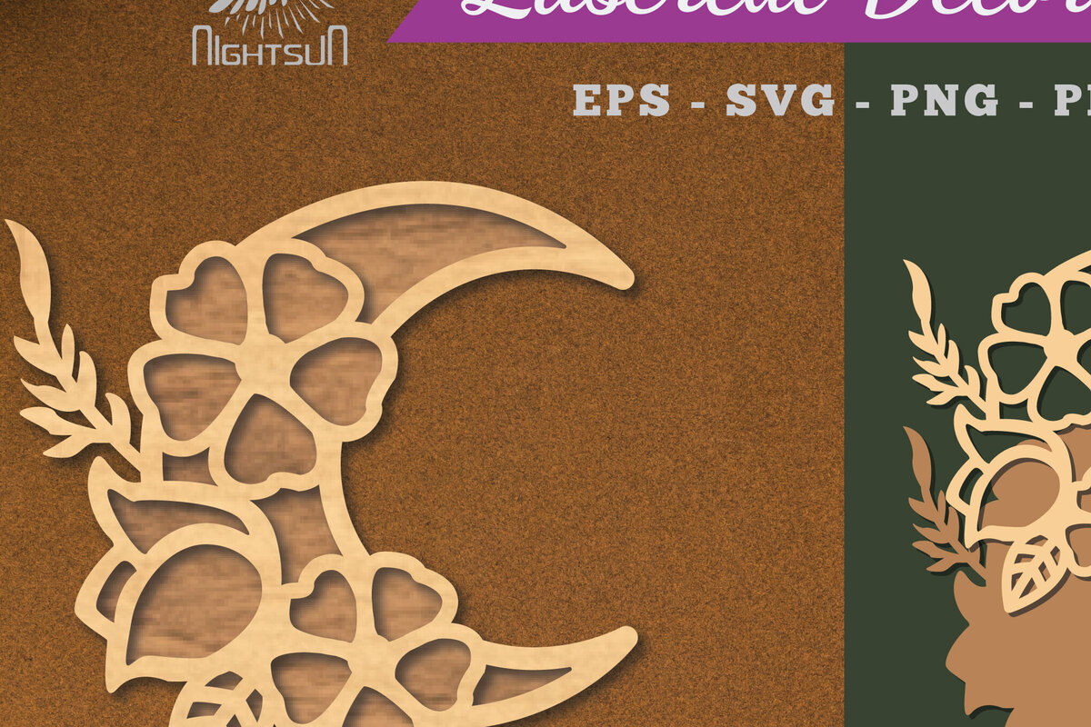 Intra απο ξύλο plywood  Χρώμα wenge 3mm-4mm πάχος - Flowers Moon Decoration 3 Δίασταση 20x20 cm INTRAFABR-113844886